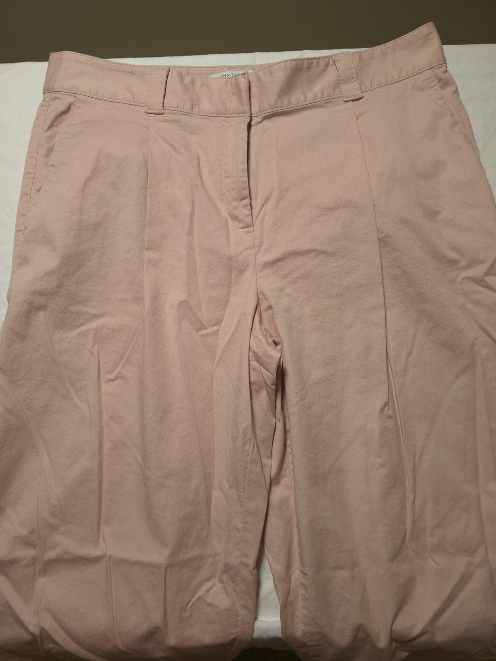 Pink Ann Taylor Weekend Collection Pleated Wide-leg Ankle Pants Size 10